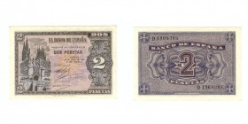 2 Pesetas. Burgos, 30 Abril 1938. Serie D. ED.D30A. SC