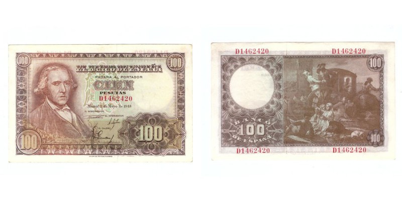 100 Pesetas. 2 Mayo 1948. Serie D. ED.D57A. SC-