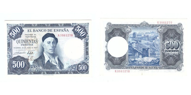 500 Pesetas. 22 Julio 1954. Serie K. ED.D69A. EBC