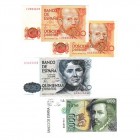 Lote de 4 billetes. 200 Pesetas 1980 (2), 500 Pesetas 1979 y 1000 Pesetas 1992 (sin serie). SC a EBC