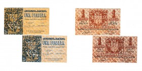 1 Peseta. Barcelona, Ay. Lote de 2 billetes. 13 Mayo 1937. Serie A y C. EBC