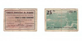 25 Céntimos. Begudá (Gerona), C.M. 16 Septiembre 1937. Serie A. BC-