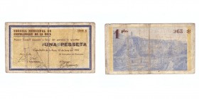 1 Peseta. Castellfollit de la Roca (Gerona), C.M. 12 Junio 1937. Serie A. BC