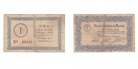 1 Peseta. Gironella (Barcelona), C.M. 7 Mayo 1937. Con sello en seco. BC