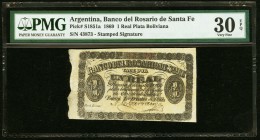 Argentina Banco del Rosario de Santa Fe 1 Real Plata Boliviana 1869 Pick S1851a PMG Very Fine 30 EPQ. 

HID09801242017