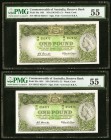 Australia Commonwealth of Australia 1 Pound ND (1961-65) Pick 34a Two Consecutive Examples PMG About Uncirculated 55. 

HID09801242017