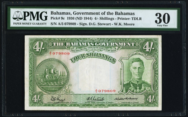 Bahamas Bahamas Government 4 Shillings 1936 (ND 1944) Pick 9c PMG Very Fine 30. ...