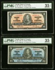 Canada Bank of Canada $2; $5 2.1.1937 BC-22b; BC-23b Two Examples PMG Choice Very Fine 35 EPQ; Choice Very Fine 35. 

HID09801242017