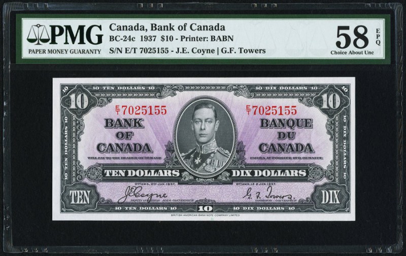Canada Bank of Canada $10 2.1.1937 BC-24c PMG Choice About Unc 58 EPQ. 

HID0980...