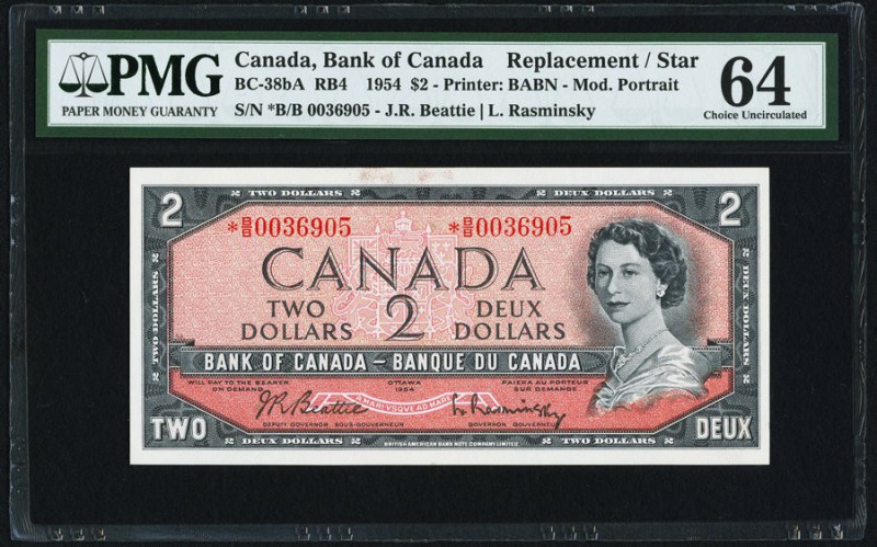 Canada Bank of Canada $2 1954 BC-38bA Replacement PMG Choice Uncirculated 64. 

...