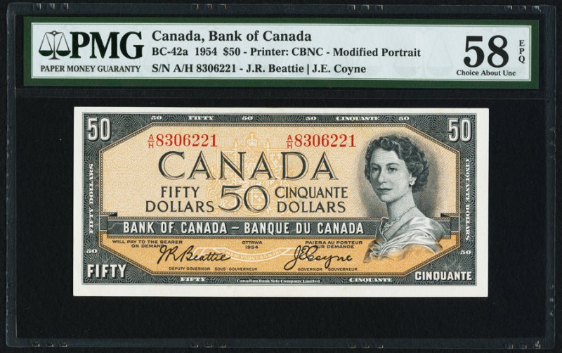 Canada Bank of Canada $50 1954 BC-42a PMG Choice About Unc 58 EPQ. 

HID09801242...