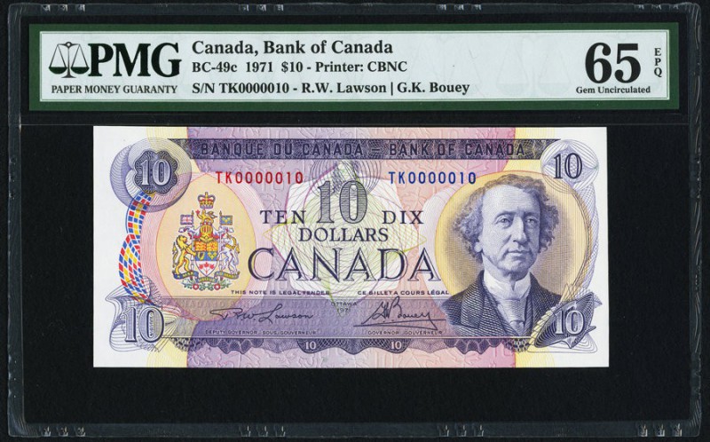 Canada Bank of Canada $10 1971 BC-49c PMG Gem Uncirculated 65 EPQ. 

HID09801242...