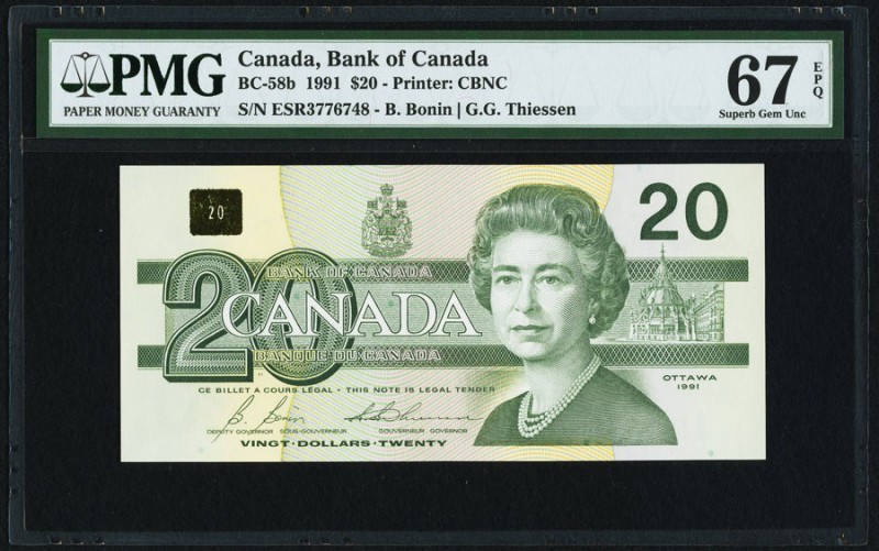 Canada Bank of Canada $20 1991 BC-58b PMG Superb Gem Unc 67 EPQ. 

HID0980124201...