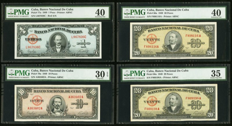 Cuba Group Lot of 8 PMG Graded Examples Very Fine 30 to Extremely Fine 45. The 5...