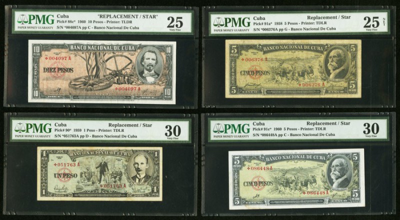 Cuba Replacement Group Lot of 4 PMG Graded Examples Very Fine 25 to Very Fine 30...
