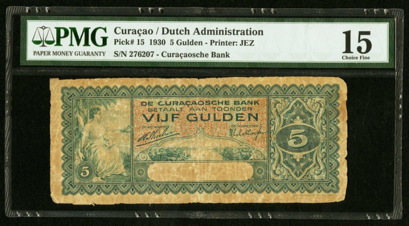 Curacao De Curacaosche Bank 5 Gulden 1930 Pick 15 PMG Choice Fine 15. 

HID09801...