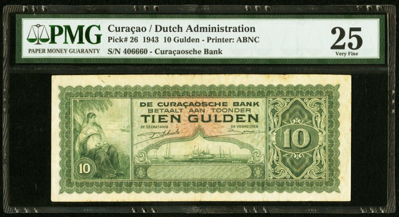 Curacao De Curacaosche Bank 10 Gulden 1943 Pick 26 PMG Very Fine 25. 

HID098012...