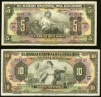 Ecuador Banco Central del Ecuador 5 Sucres 18.4.1941 Pick 91a; 10 Sucres 20.2.1942 Pick 92b Very Fine. 

HID09801242017