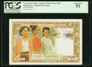 French Indochina Institut d'Emission des Etats du Cambodge, du Laos et du Viet-Nam 100 Piastres = 100 Riels ND (1954) Pick 97 PCGS About New 53. 

HID...
