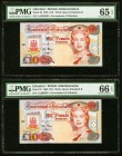 Gibraltar Government of Gibraltar 10 Pounds 1.7.1995 Pick 26 Two Consecutive Examples PMG Gem Uncirculated 65 EPQ; Gem Uncirculated 66 EPQ. 

HID09801...