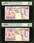 Gibraltar Government of Gibraltar 20 Pounds 1.7.1995 Pick 27a Two Consecutive Examples PMG Superb Gem Unc 67 EPQ (2). 

HID09801242017