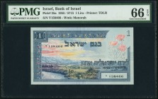 Israel Bank of Israel 1 Lira 1955 Pick 25a PMG Gem Uncirculated 66 EPQ. 

HID09801242017