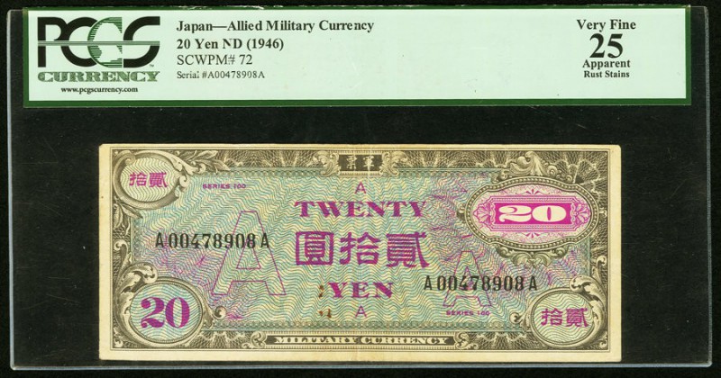 Japan Allied Military Currency 20 Yen ND (1946) Pick 72 PCGS Apparent Very Fine ...