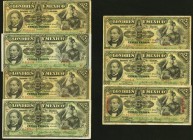 Mexico Londres y Mexico 5 Pesos 1889-1913 M271b; M271c(2); M271d(2); M271f; M271g Seven Examples Fine-Very Fine. 

HID09801242017