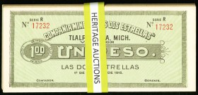 Mexico Compania Minera Las Dos Estrellas 1 Peso 1.2.1915 M3089r Group of 95 Examples Crisp Uncirculated. 

HID09801242017