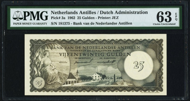 Netherlands Antilles Bank van de Nederlandse Antillen 25 Gulden 2.1.1962 Pick 3a...