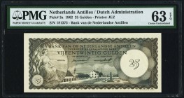 Netherlands Antilles Bank van de Nederlandse Antillen 25 Gulden 2.1.1962 Pick 3a PMG Choice Uncirculated 63 EPQ. 

HID09801242017