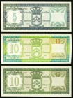 Netherlands Antilles Bank van de Nederlandse Antillen 5; 10 (2) Gulden 1972 (2); 1979 Pick 8b; 9b; 16a Three Examples About Uncirculated. 

HID0980124...