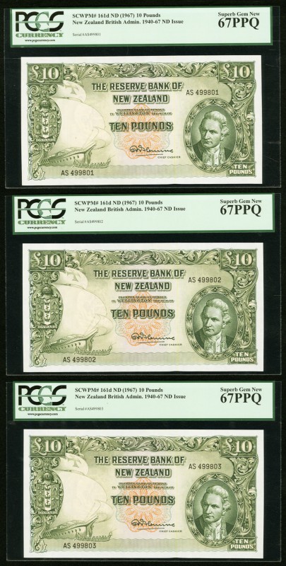 New Zealand Reserve Bank of New Zealand 10 Pounds ND (1940-67) Pick 161d Three C...