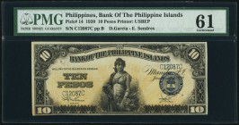 Philippines Bank of the Philippine Islands 10 Pesos 1.1.1920 Pick 14 PMG Uncirculated 61. Good embossing; trimmed.

HID09801242017