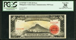 Philippines Treasury Certificate 20 Peso 1929 Pick 77 PCGS Apparent Very Fine 30. Small edge tear top left.

HID09801242017
