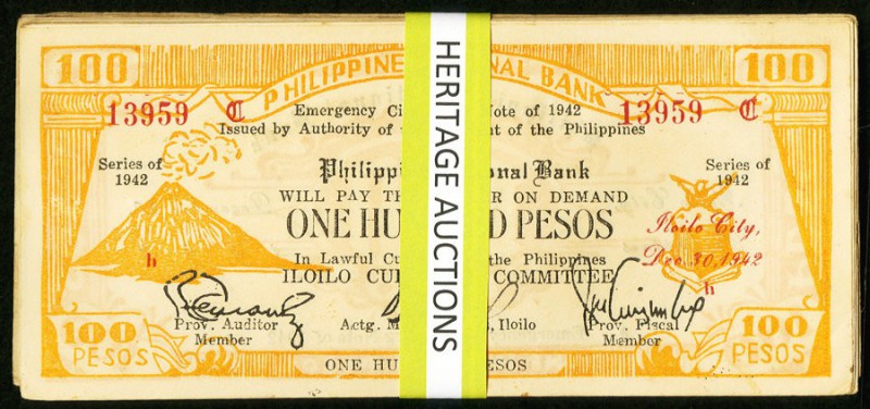 Philippines Group Lot of 26 WWII 100 Pesos Emergency Issue Fine-Extremely Fine. ...