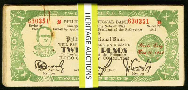 Philippines Group Lot of 43 World War II 20 Pesos Emergency Issue Fine-Very Fine...