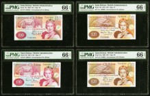 Saint Helena Government of Saint Helena 10 (2); 20 (2) Pounds 2004 (2); 2012 (2) Pick 12a; 12b; 13a; 13b Four Examples PMG Gem Uncirculated 66 EPQ (4)...