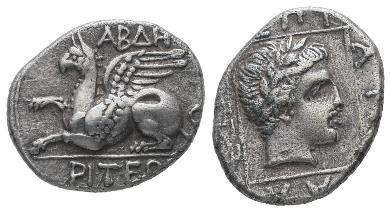 Thrace, Abdera. AR Drachm, 2.50 g 16.43 mm. Circa 4th century BC. Unclear magist...