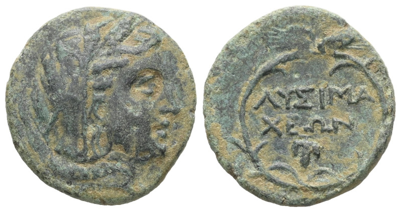 Thrace, Lysimacheia. Ae, 4.44 g. - 20.70 mm. Circa 309-220 BC.
Obv.: Veiled head...