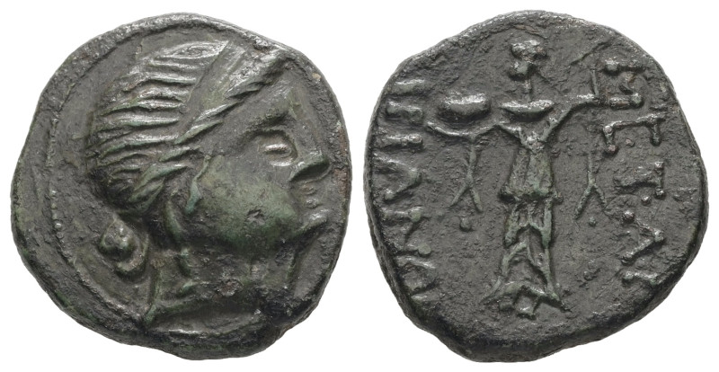Thrace, Mesembria. Ae, 5.84 g 19.46 mm. Circa 175-100 BC. 
Obv: Diademed female ...