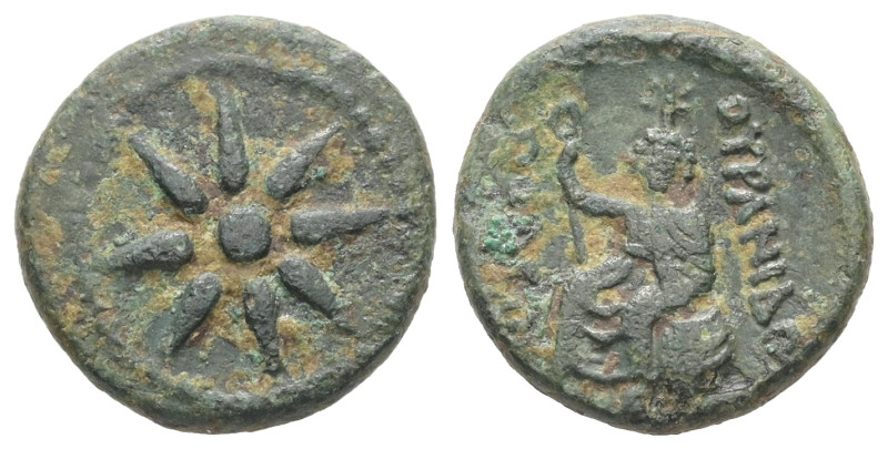 Macedon, Uranopolis. Ae, 3.03 g 16.04 mm. Circa 300 BC. 
Obv: Eight-pointed star...