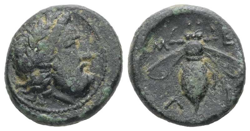 Thessaly, Melitaia. Ae, 3.89 g 16.12 mm. Circa 325-300 BC. 
Obv: Laureate head o...