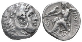 Kings of Macedon, Philip III Arrhidaios. AR Drachm, 4.11 g 16.93 mm. 323-317 BC. Lampsakos.
Obv: Head of Herakles right, wearing lion skin.
Rev: ΦIΛIΠ...