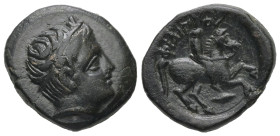 Kings of Macedon. Philip II, 359-336 BC. Ae, 5.68 g 20.01 mm. Uncertain mint in Macedonia. 
Obv: Diademed head of Apollo to right. 
Rev: ΦΙΛΙΠΠΟΥ, You...