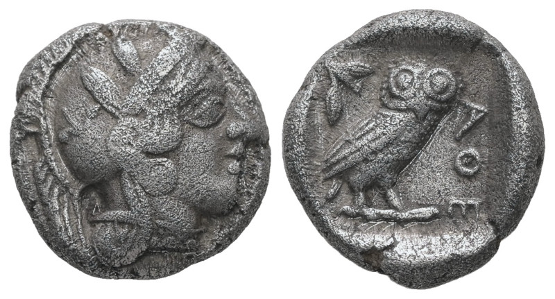 Attica, Athens. AR Drachm, 4.03 g. – 15.16 mm. Circa 454-404 BC.
Obv.: Helmeted ...