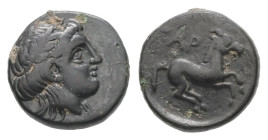 Troas, Gargara. Ae, 0.70 g 8.74 mm. Circa late 3rd -early 2nd century BC.
Obv: Laureate head of Apollo, right.
Rev: ΓAP,Horse prancing right.
Ref: SNG...