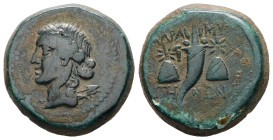 Mysia, Adramytion. Ae, 10.63 g 20.50 mm. Struck during time of Mithradates VI, Circa 119-63 BC.
Obv: Laureate head of Apollo left, quiver at shoulder....