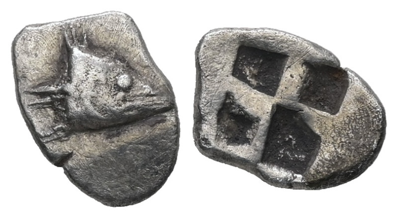 Mysia, Kyzikos. AR Hemiobol, 0.47 g. - 9.77 mm. c. 600-550 BC.
Obv.: Tunny fish ...