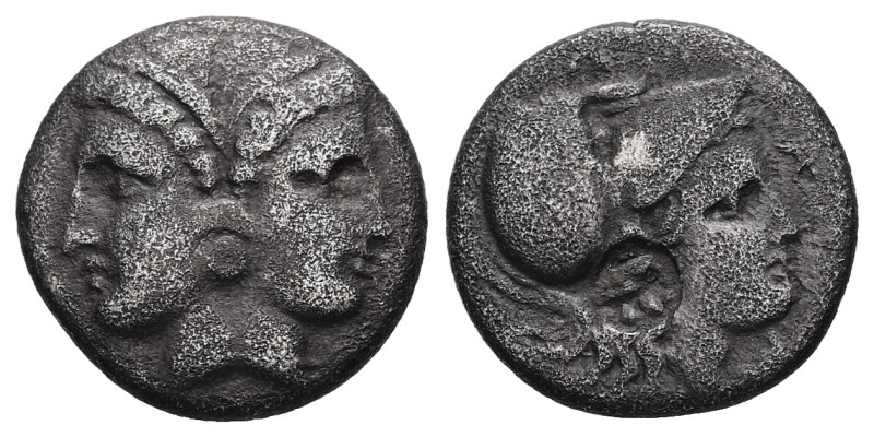 Mysia, Lampsakos. AR Hemidrachm, 2.24 g 14.13 mm. 4th-3rd century BC.
Obv: Femal...